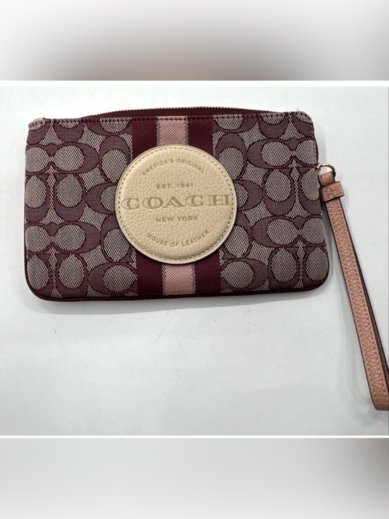 Coach Handbags - Coach Dempsey Signature Jacquard Patch Logo Wristlet Wine Pink Credit Card NWOT
